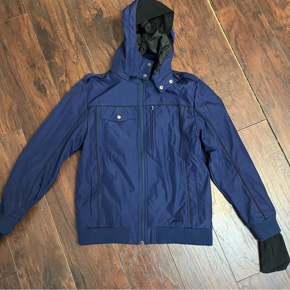 BauBax Jacket Medium Blue Water Resistant Bomber Travel Utility Full Zip